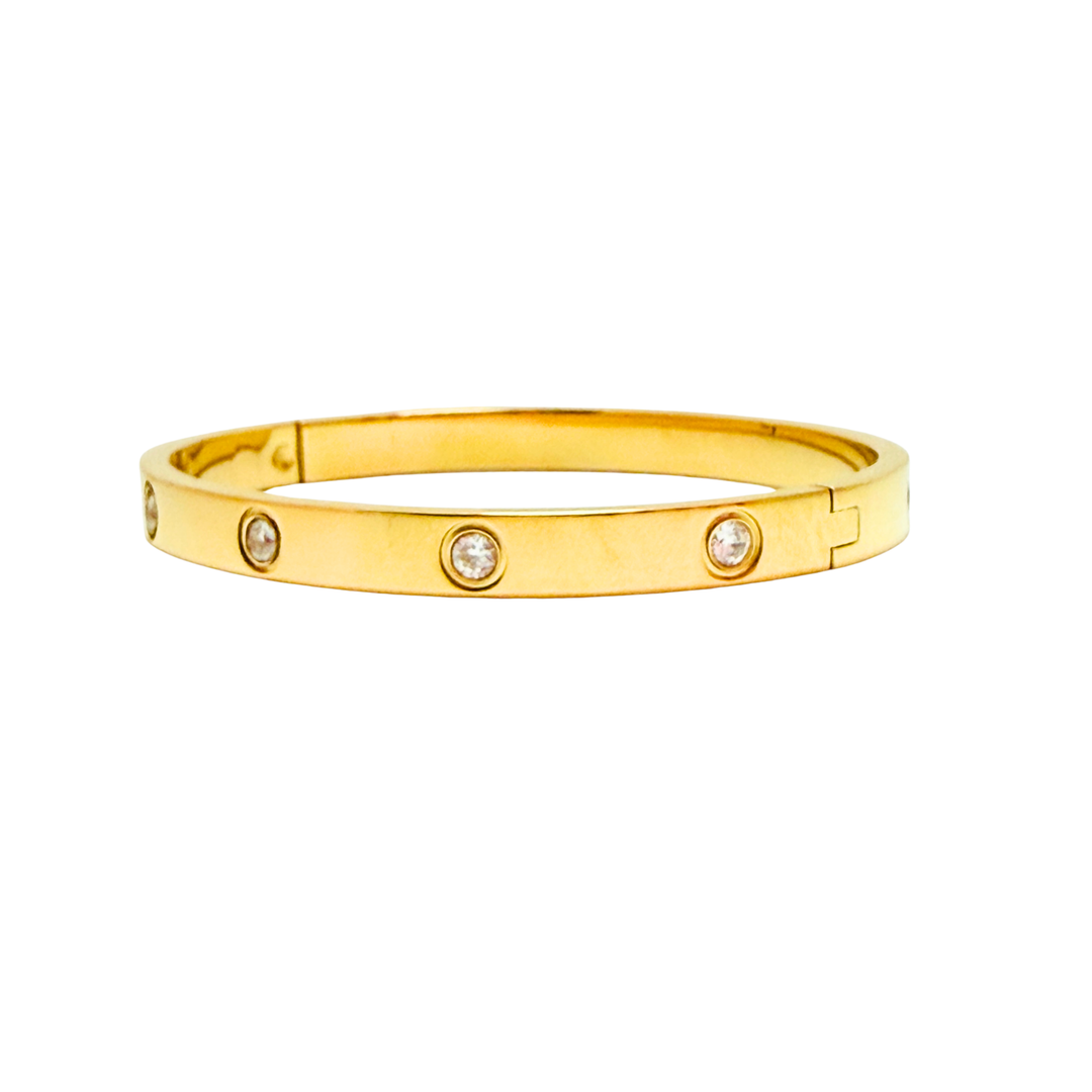 Cici Crystal Gold Stainless Steel Bangle