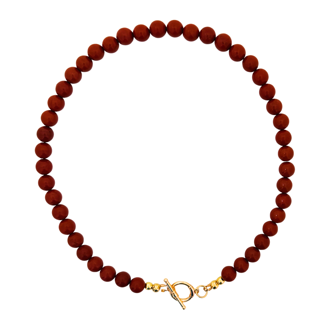 Bertie Bead Choker Necklace | Howlite Turquoise or Red Jasper