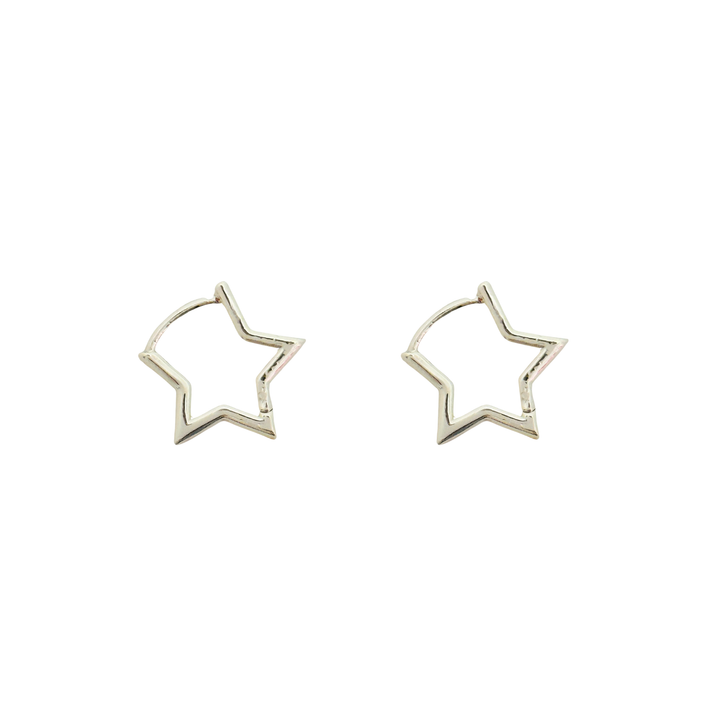 Gold Stainless Steel Star Hoop Earrings