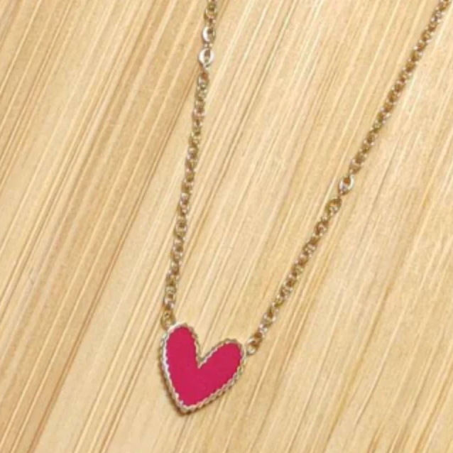 Enamel Heart Necklace | Grey, White, Turquoise, Red or Black