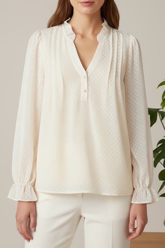 Sandy V Neck Lace Detail Blouse