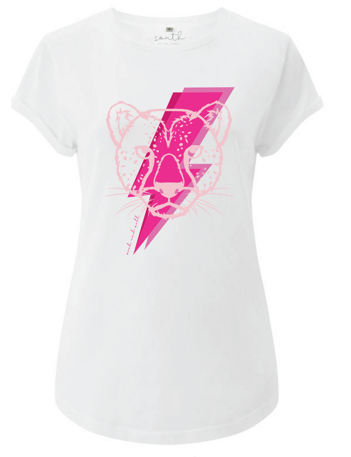 Tiger NEON PINK BOLT T Shirt | White