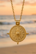 Compass Disc Necklace