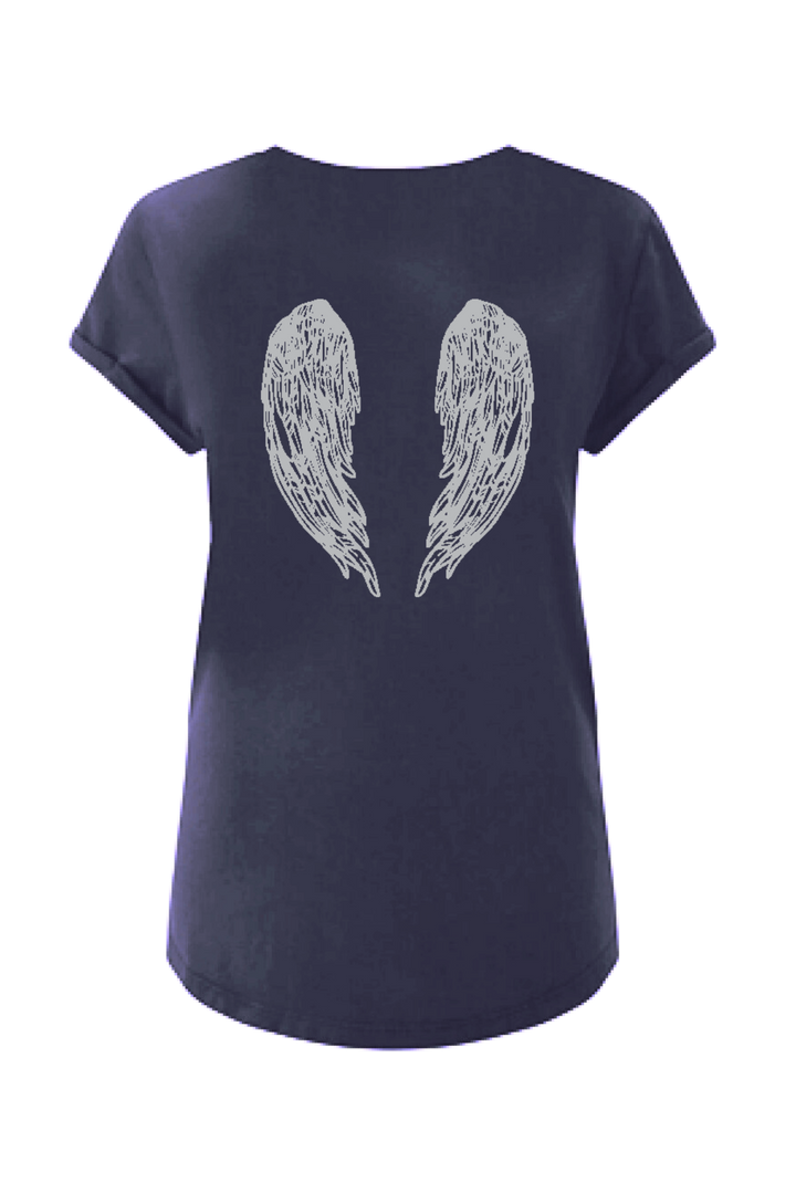 Angel Wing Back T Shirt | Dark Ink Blue