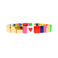 *** PRE ORDER *** (DISPATCH FROM 5/2) NEW! Boho Enamel Tile Bracelet | Rainbow Solo Heart