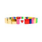 *** PRE ORDER *** (DISPATCH FROM 5/2) NEW! Boho Enamel Tile Bracelet | Rainbow Solo Heart