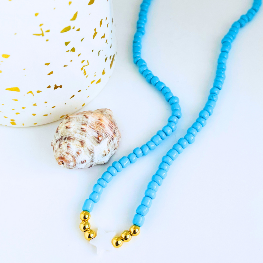 Shell Star Beaded Necklace | Turquoise