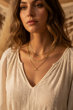 Double Layer T Bar Stainless Steel Figaro & Curb Chain Necklace