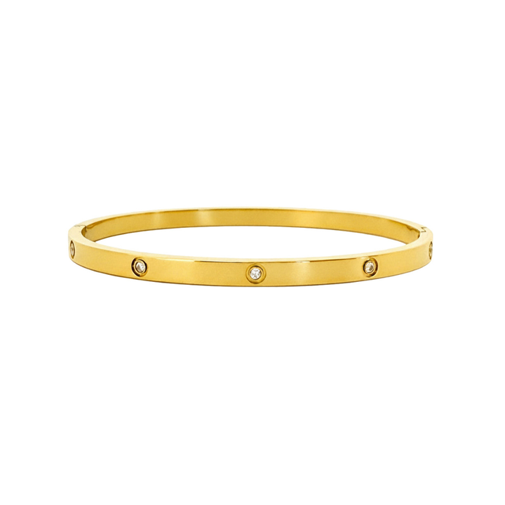 Crystal Gold Stainless Steel Bangle