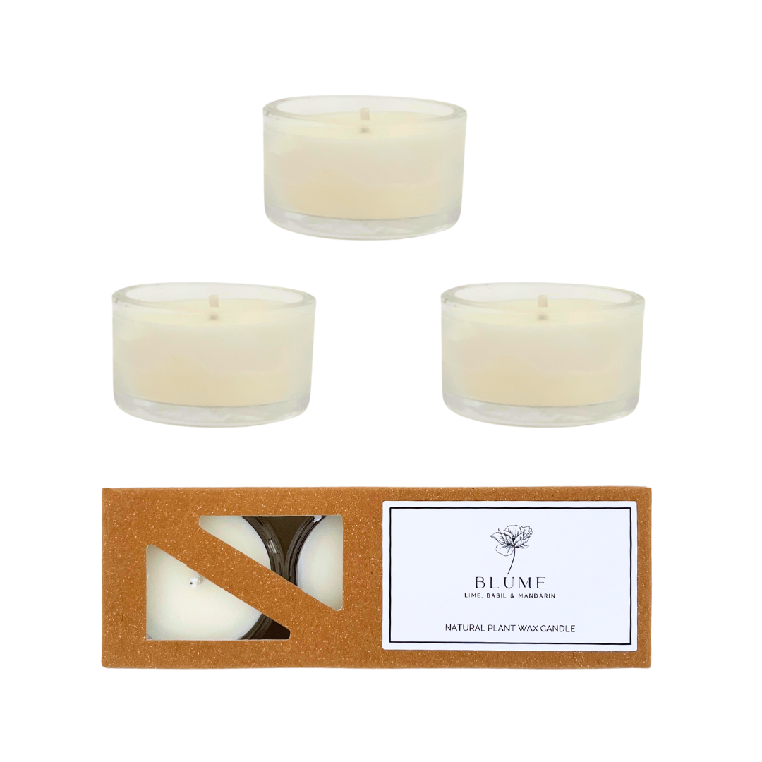 BLUME Luxury Candles | Lime Basil & Mandarin Tealights | Set of 3