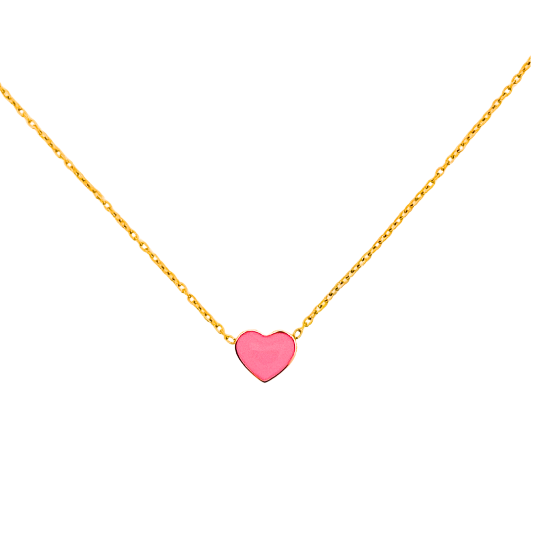Enamel Heart Necklace | Hot Pink