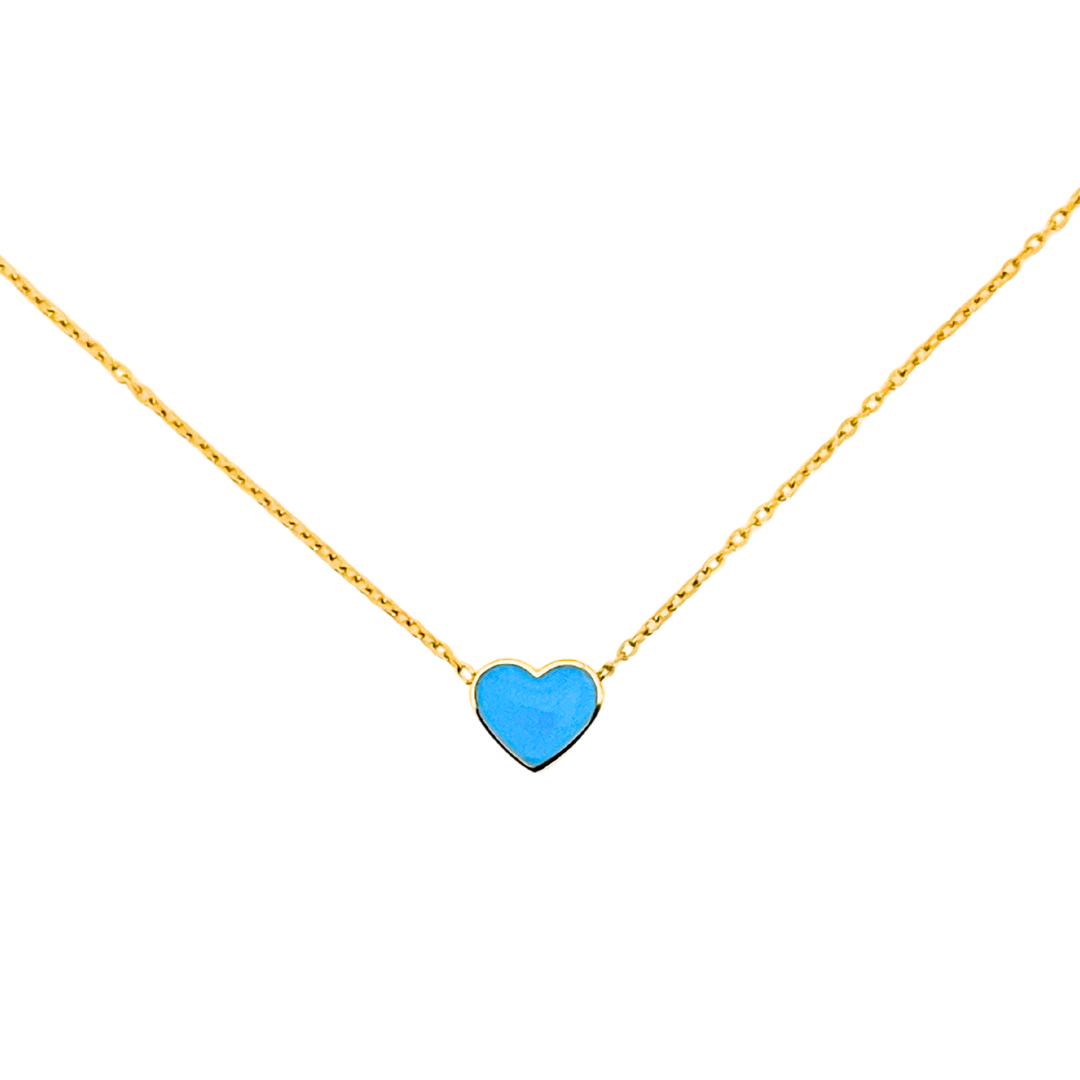 Enamel Heart Necklace | Pastel Blue