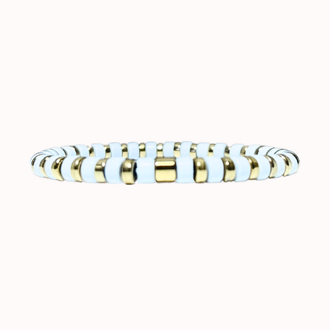 Boho Stacker Bracelet | White x Gold