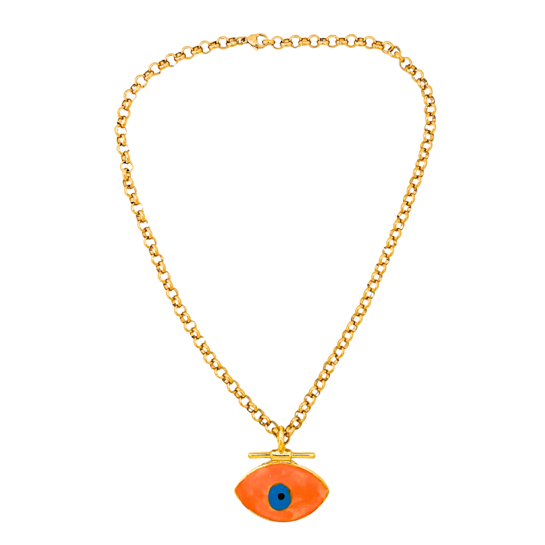 Boho Eye Amulette Necklace | Orange