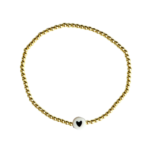 Boho Gold Mini Bead Bracelet | Heart Charm