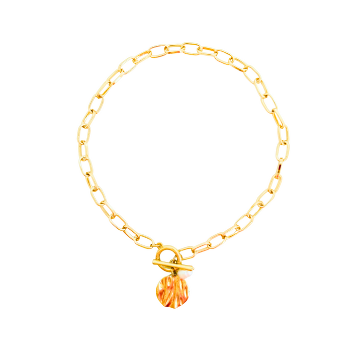 T Bar Disc & Pearl Necklace