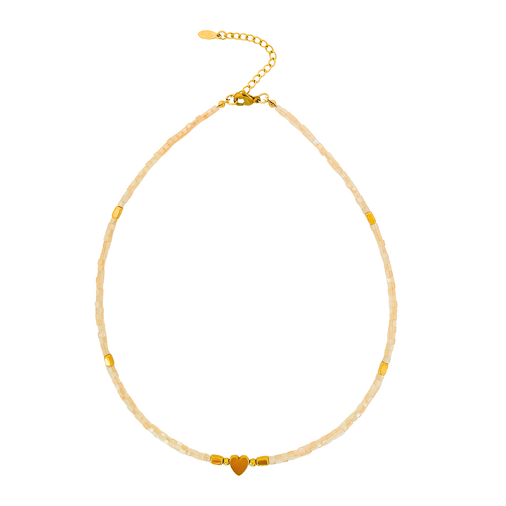 Gold Heart Beaded Necklace | Choose Your Colour!