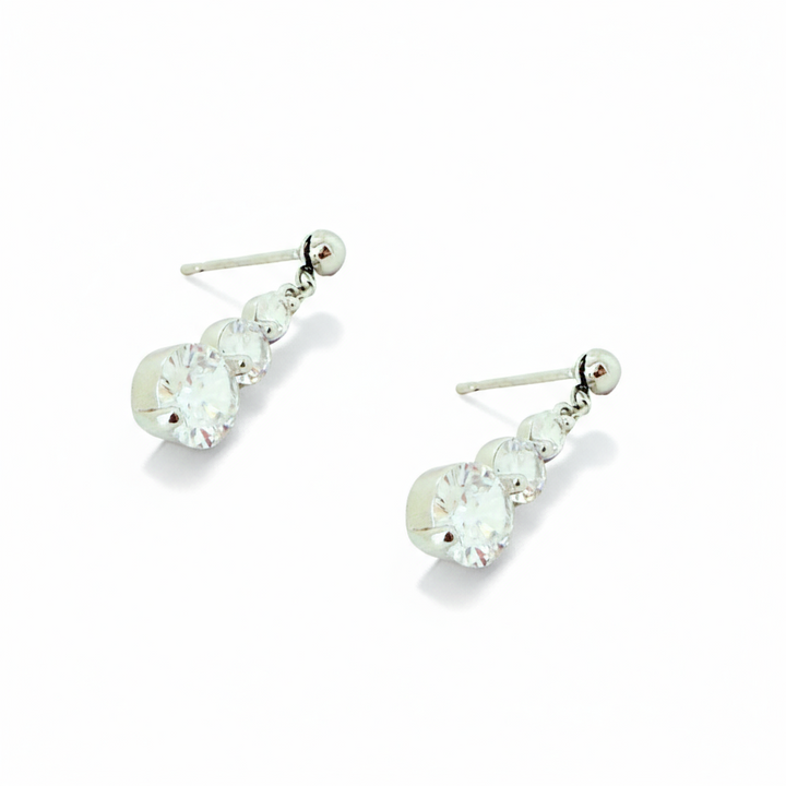 Cubic Zirconia Graduated Drop Earrings