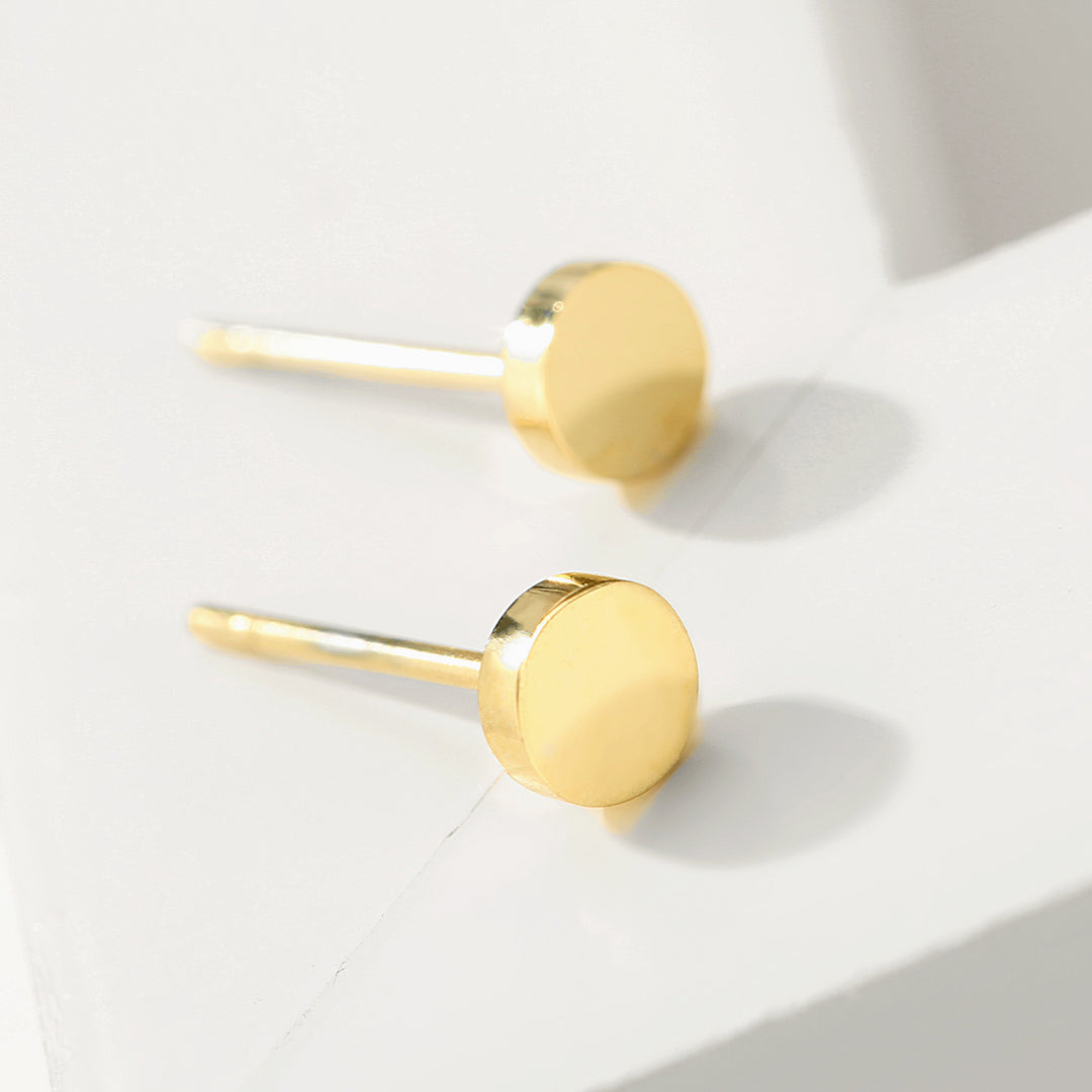 Mini Circle Stud Earrings | Gold