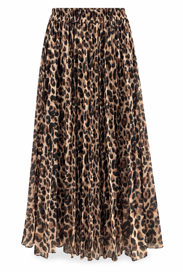 Anya Pleated Leopard Maxi Skirt