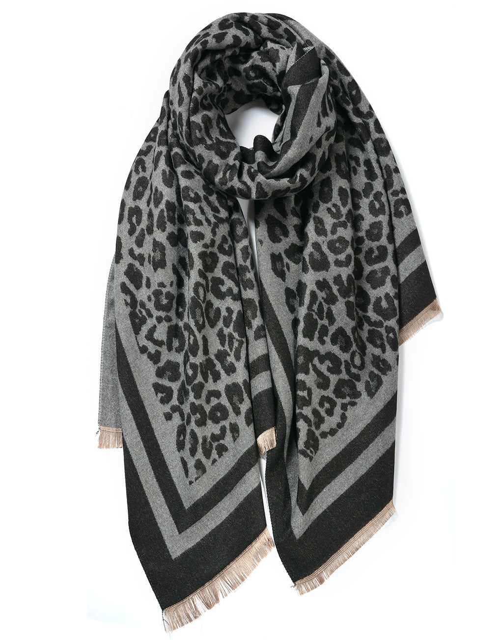 Cashmere Blend Classic Tassel Scarf | Black Leo