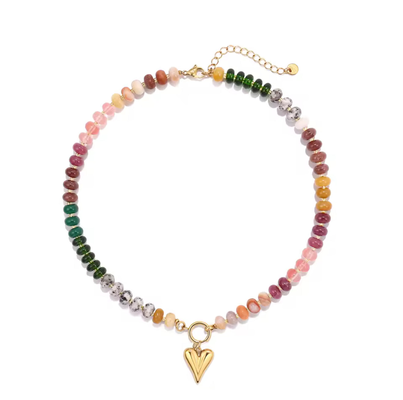 semi precious tumble stone necklace with heart charm - present or gift for someone special, women girl or bridesmaid
