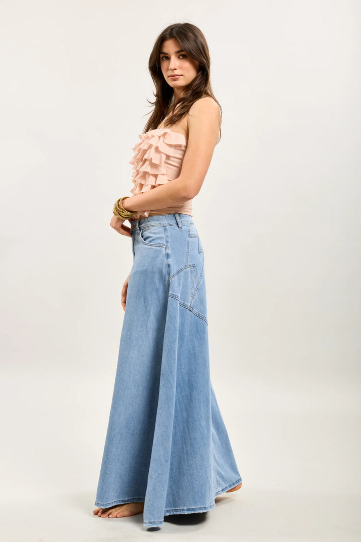 Bolt Denim Maxi Skirt