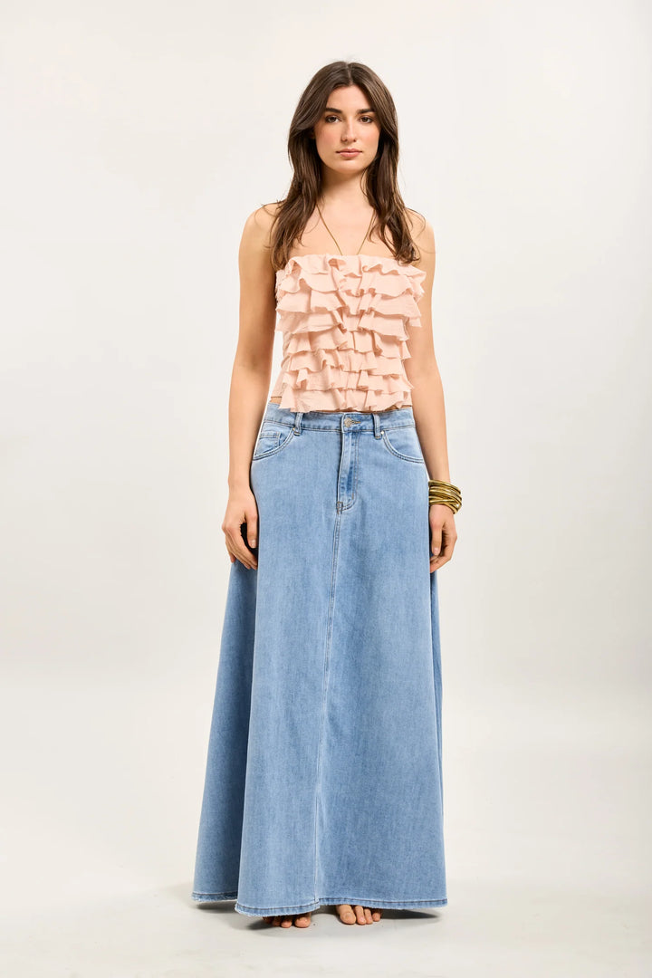 Bolt Denim Maxi Skirt