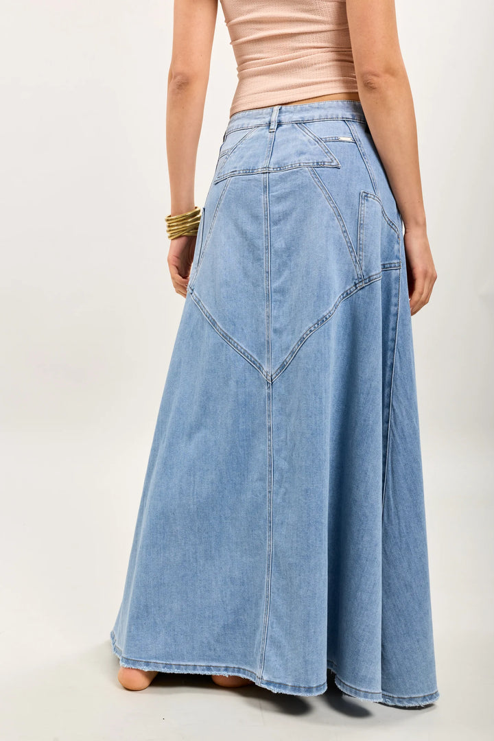 Bolt Denim Maxi Skirt