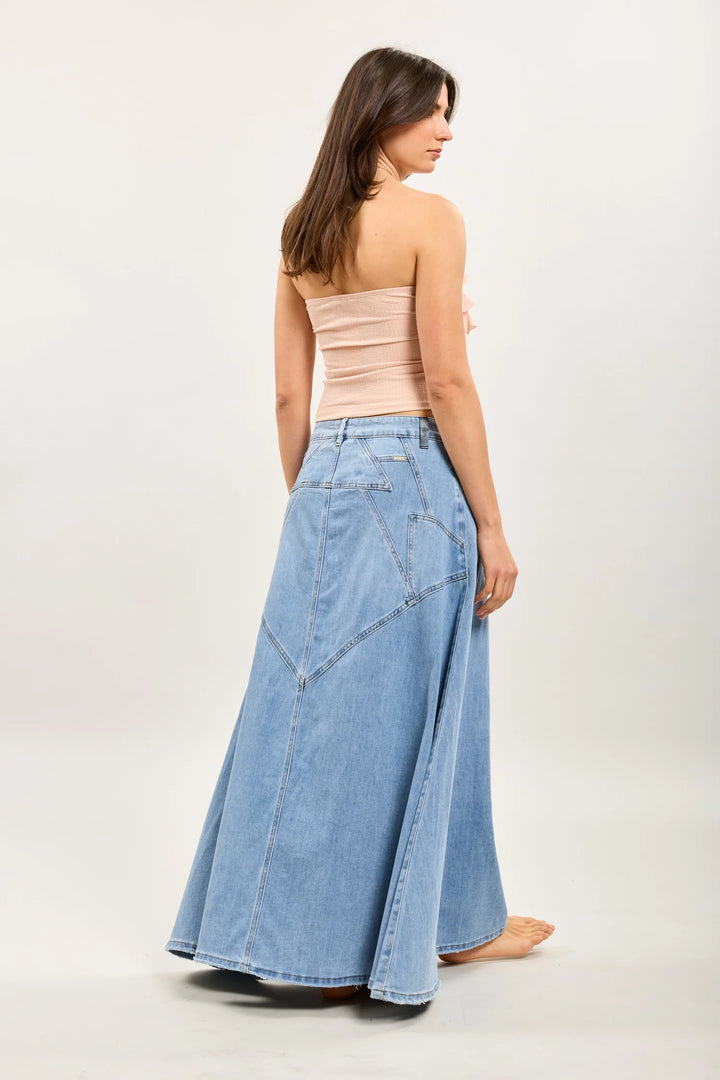 Bolt Denim Maxi Skirt