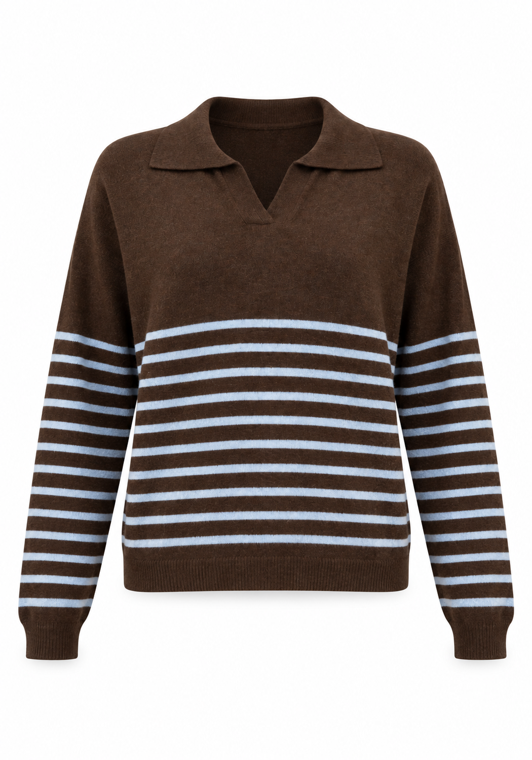 Laura Stripe Jumper | Chocolate & Blue | Cashmere Blend