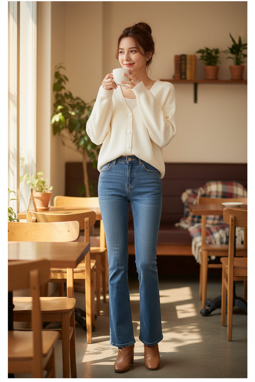 cream cardigan with v neck to wear with denim jeans 
skirts