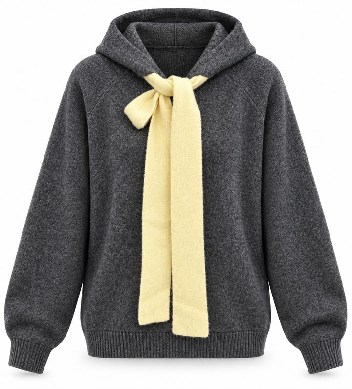 Willow Hooded Zip Up Cardigan (Grey x Yellow)
