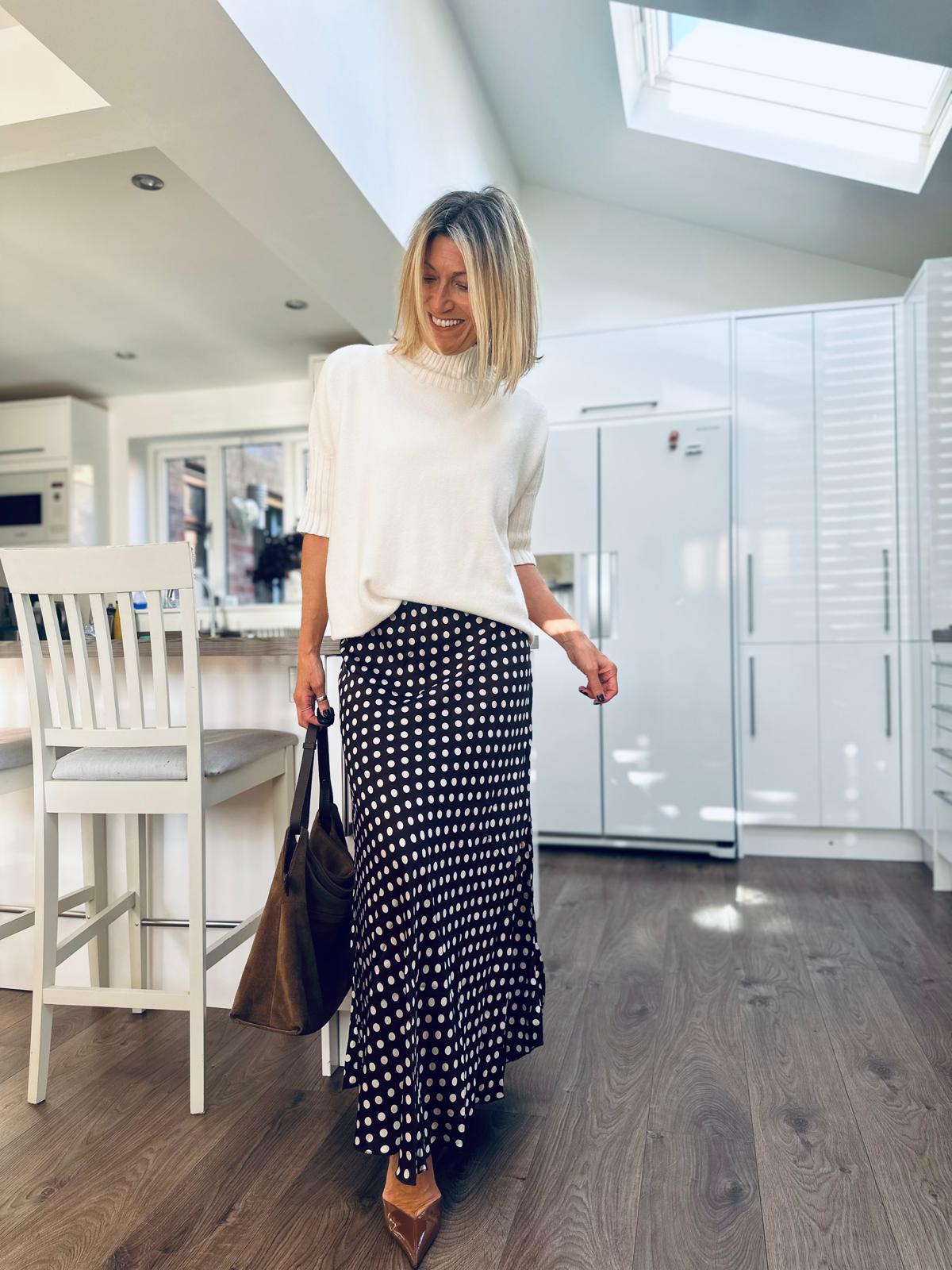 Sarah Polka Dot Skirt (Black or Chocolate)