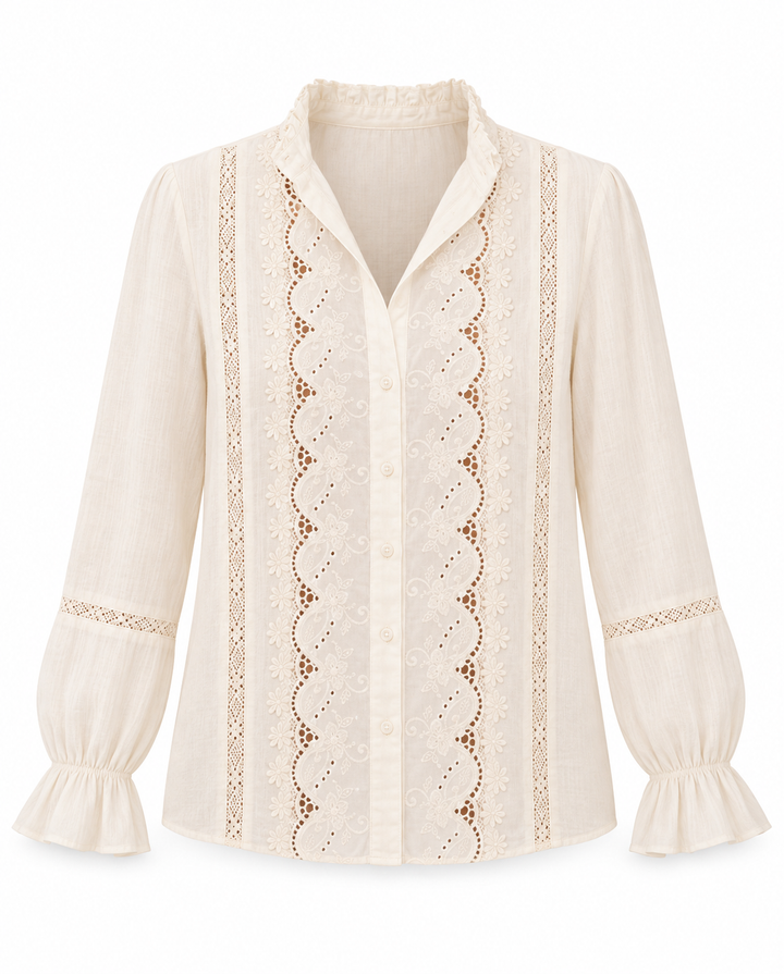 Falon Embroidered Beige Blouse