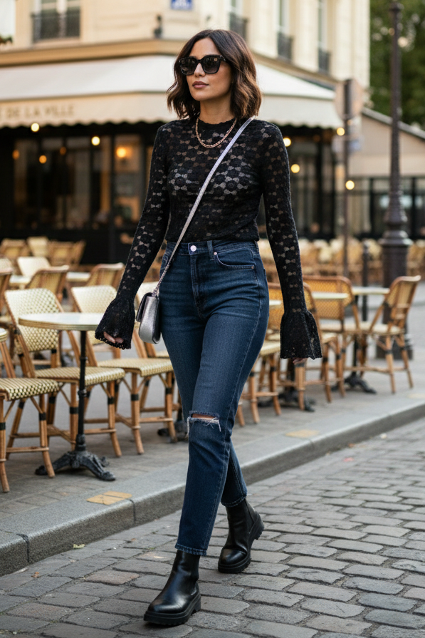 Flora Mesh Top | Black