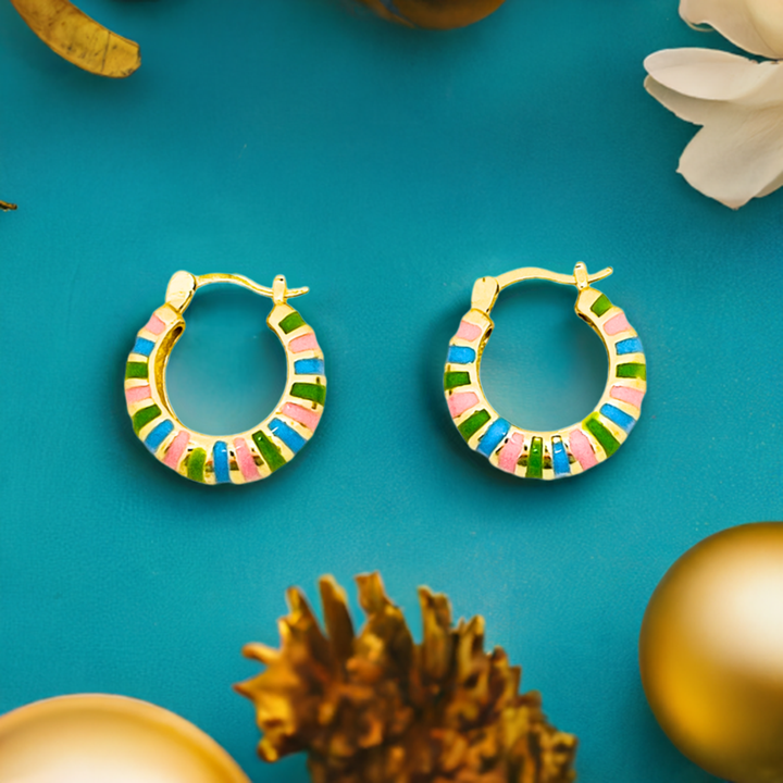 Boho Enamel Stripe Hoops | Pastel Rainbow