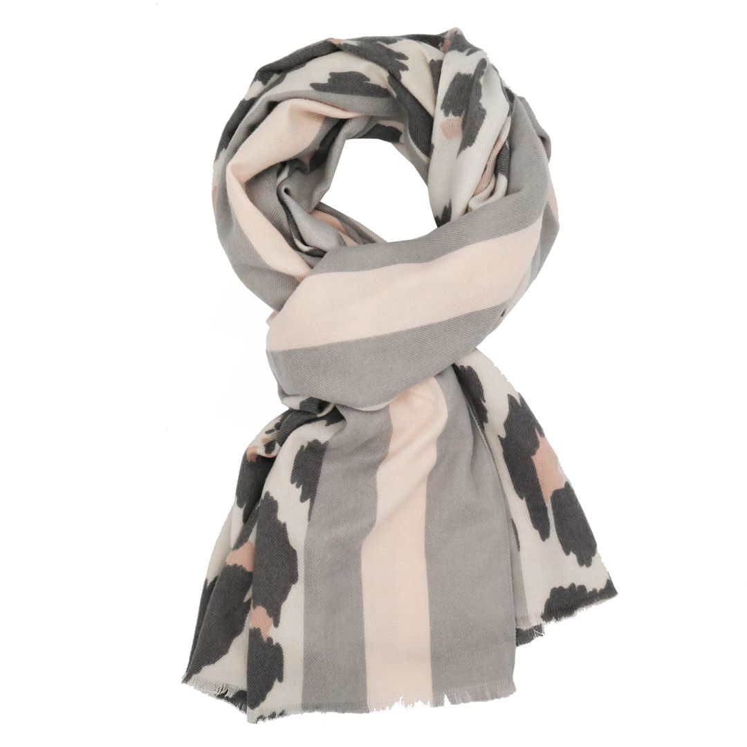 Leo Scarf with Contrast Border | Pink x Grey