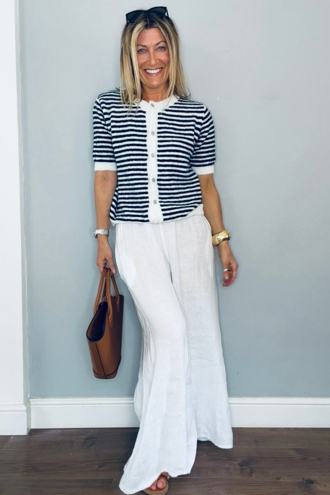 Emily Palazzo Wide Leg Linen Trousers
