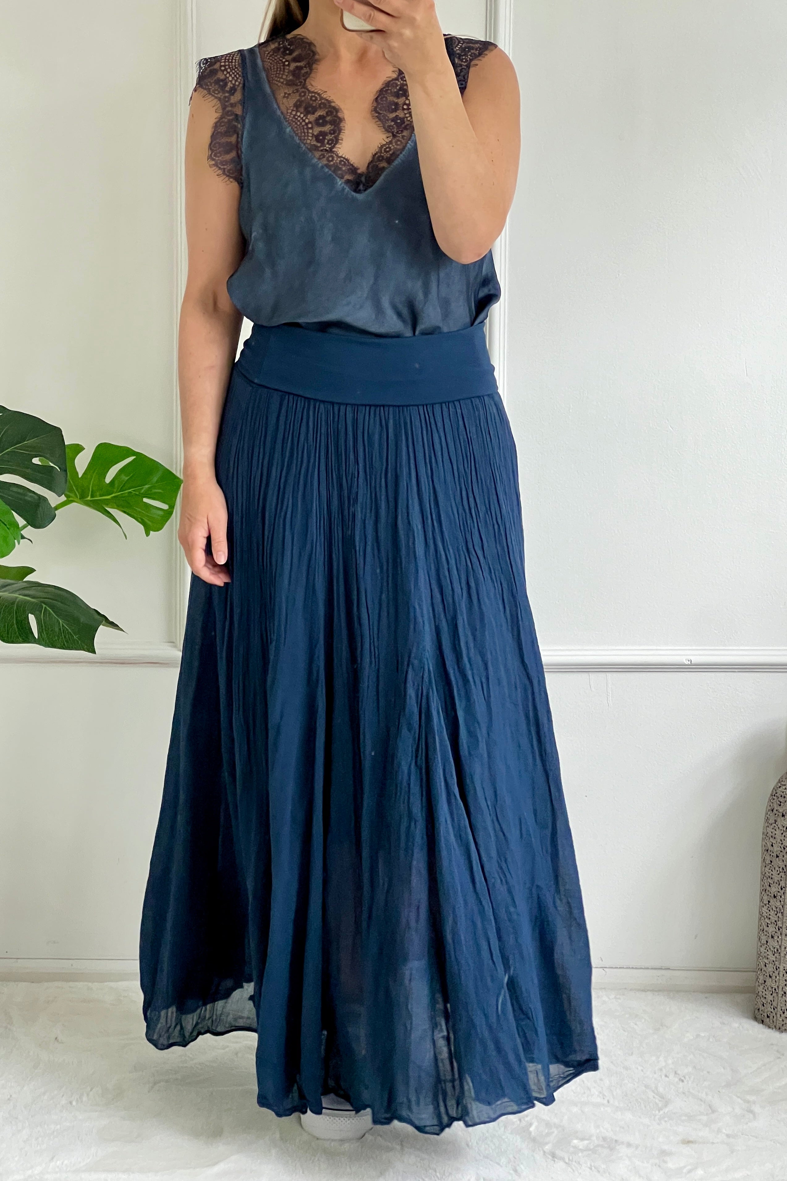 Antibes Cotton Maxi Skirt Navy south of the river