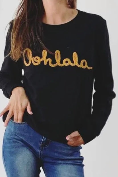Ooh La La Sweatshirt | Black x Caramel