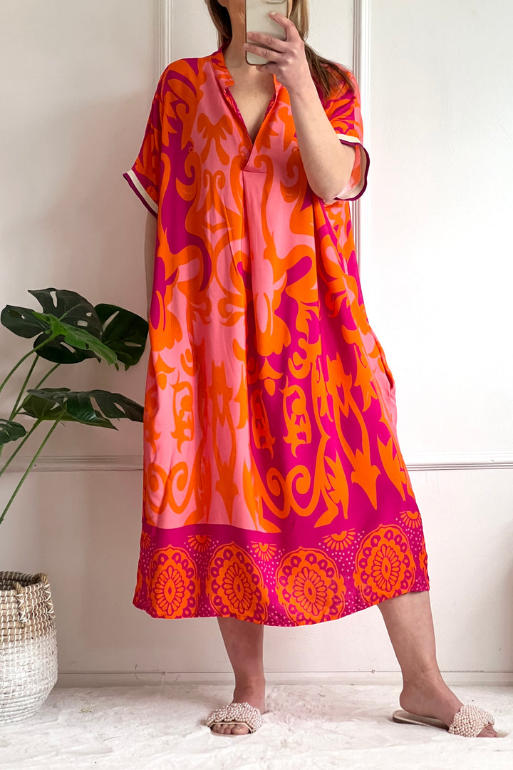 Seville Dress | Pink x Orange