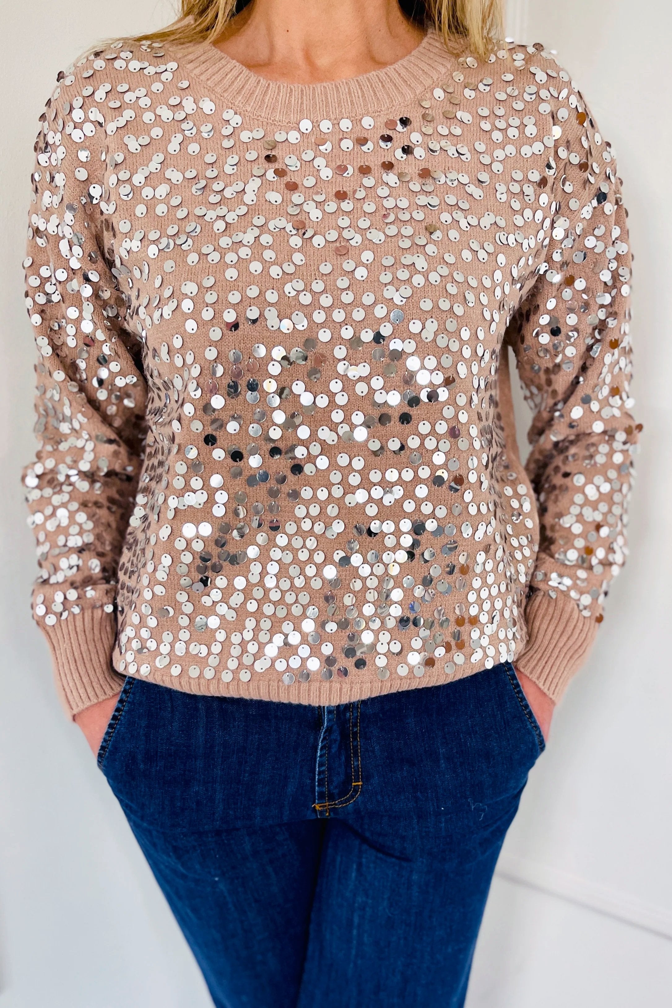 Rose gold cheap sequin sweater