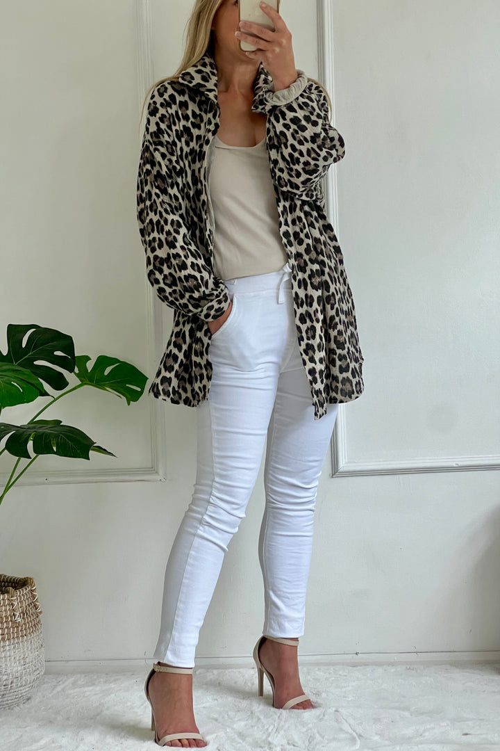 Sia Cotton Oversize Blouse | Leopard Print