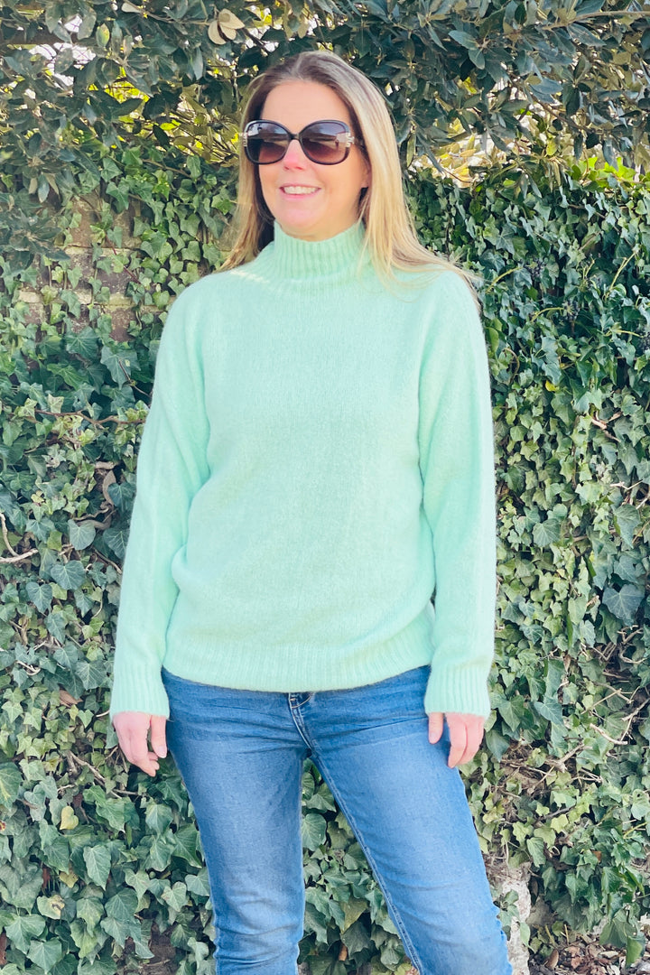 Connie Funnel Neck Knit Jumper| Spring Mint