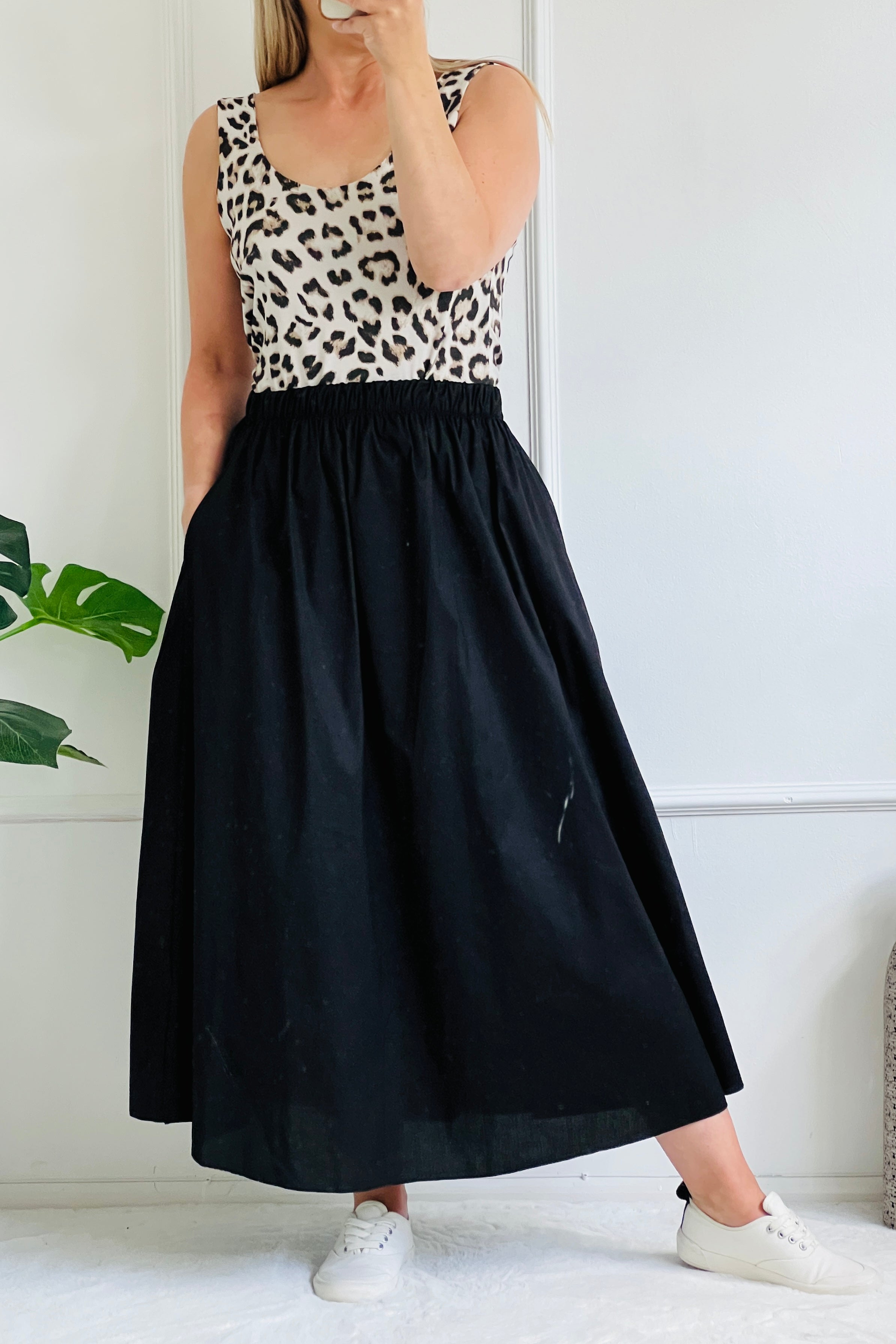 Laurel Cotton Maxi Skirt Black