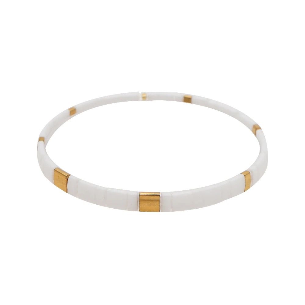 Boho Tila Bracelet | White x Gold