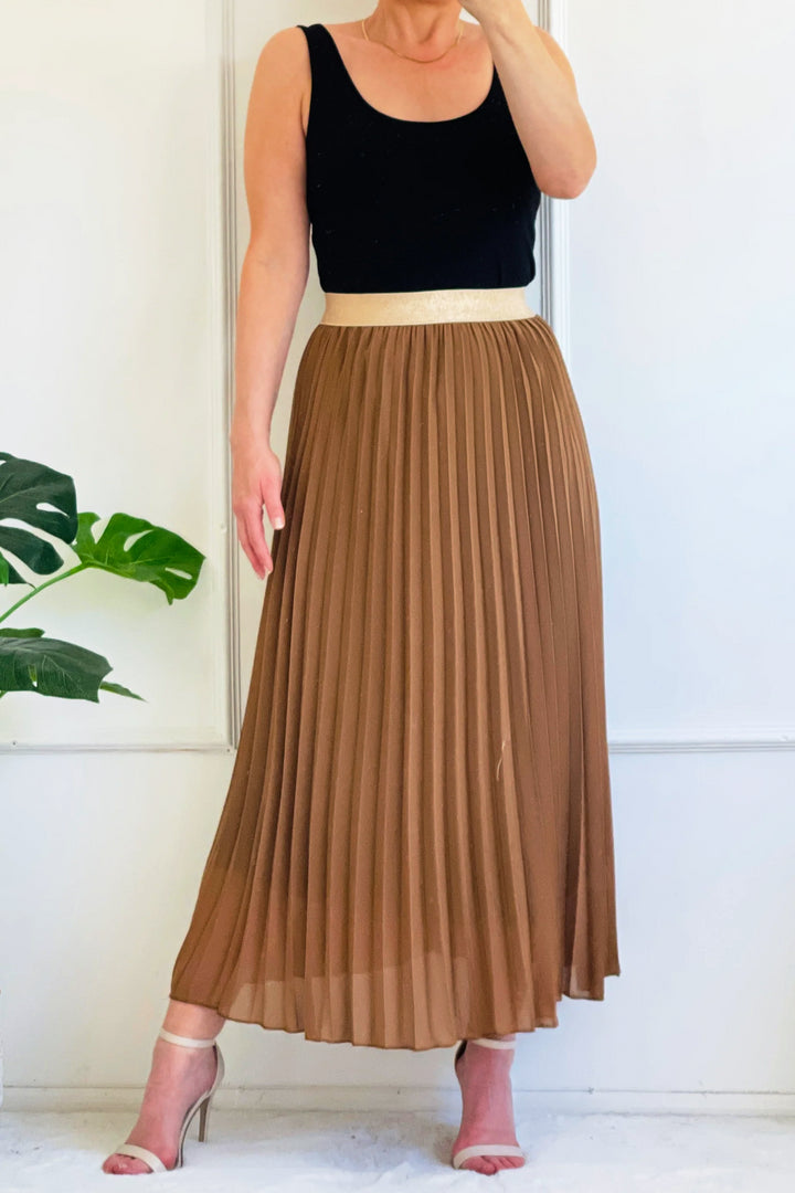 Pleated Maxi Skirt | Caramel