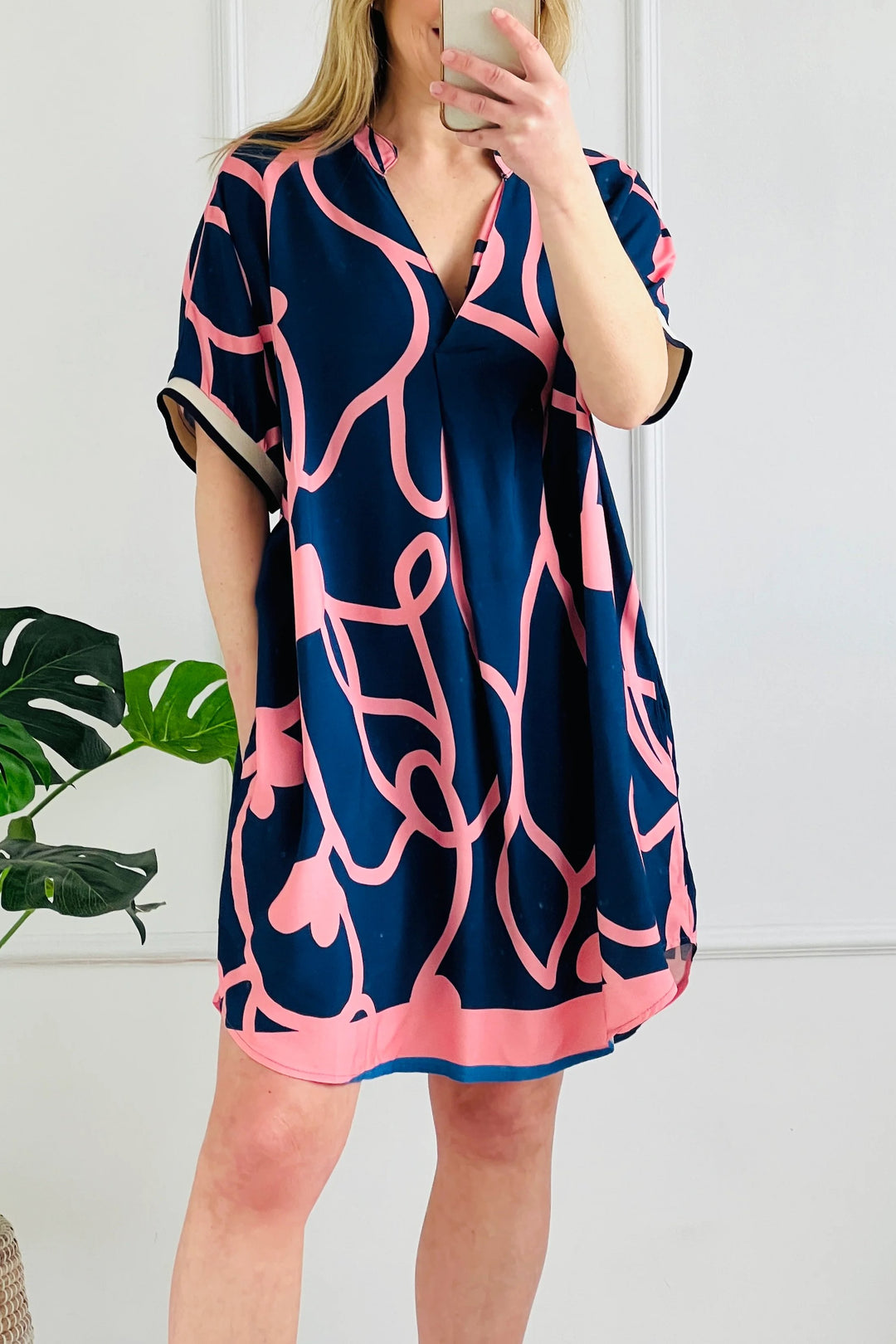 Juni Dress | Navy x Pink