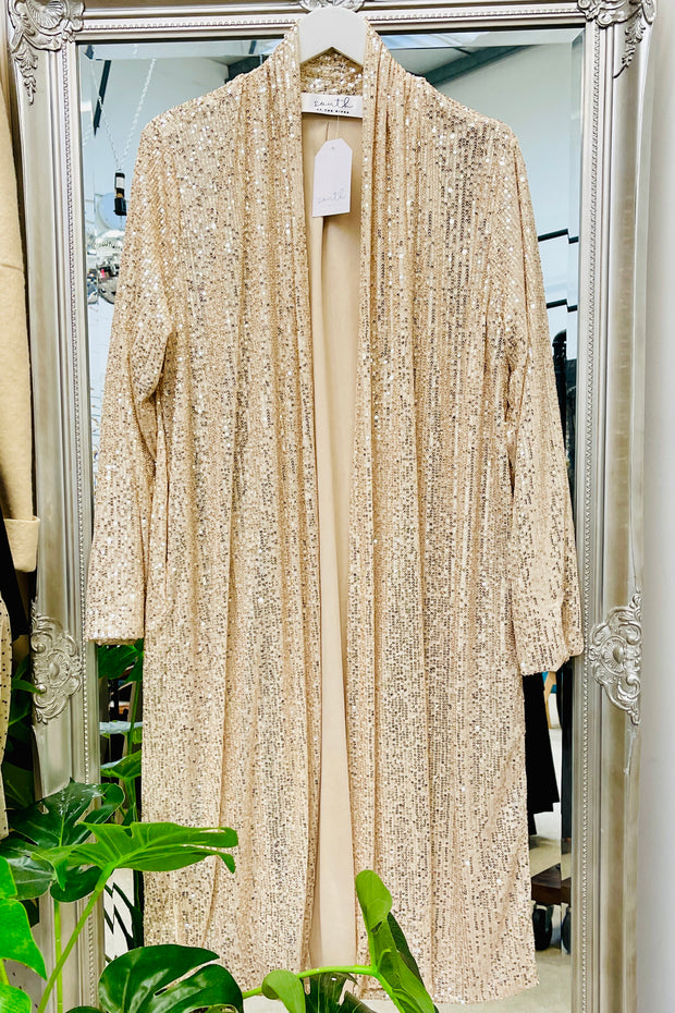 Lanie Sequin Duster Coat | Champagne